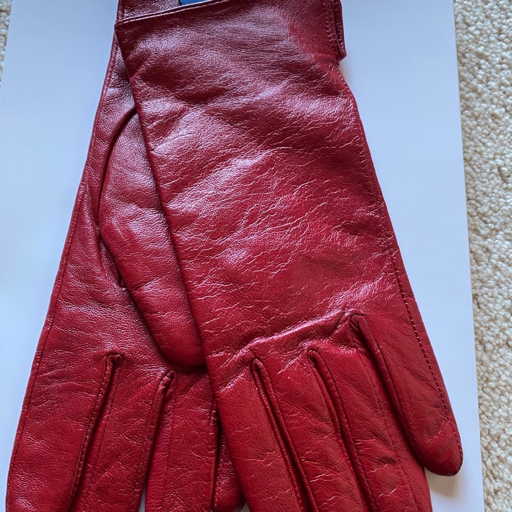 New Elegant Red Leather Gloves